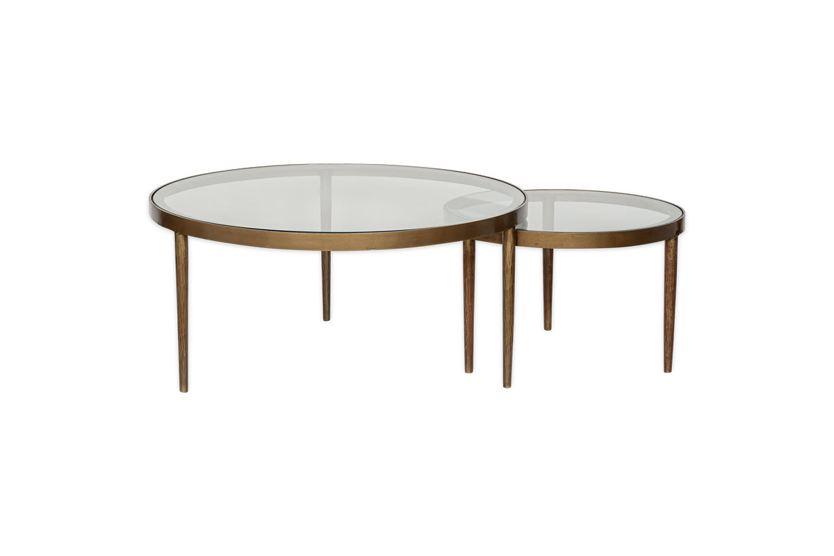 Tables basses gigognes Jiya en fer et verre - Laiton
