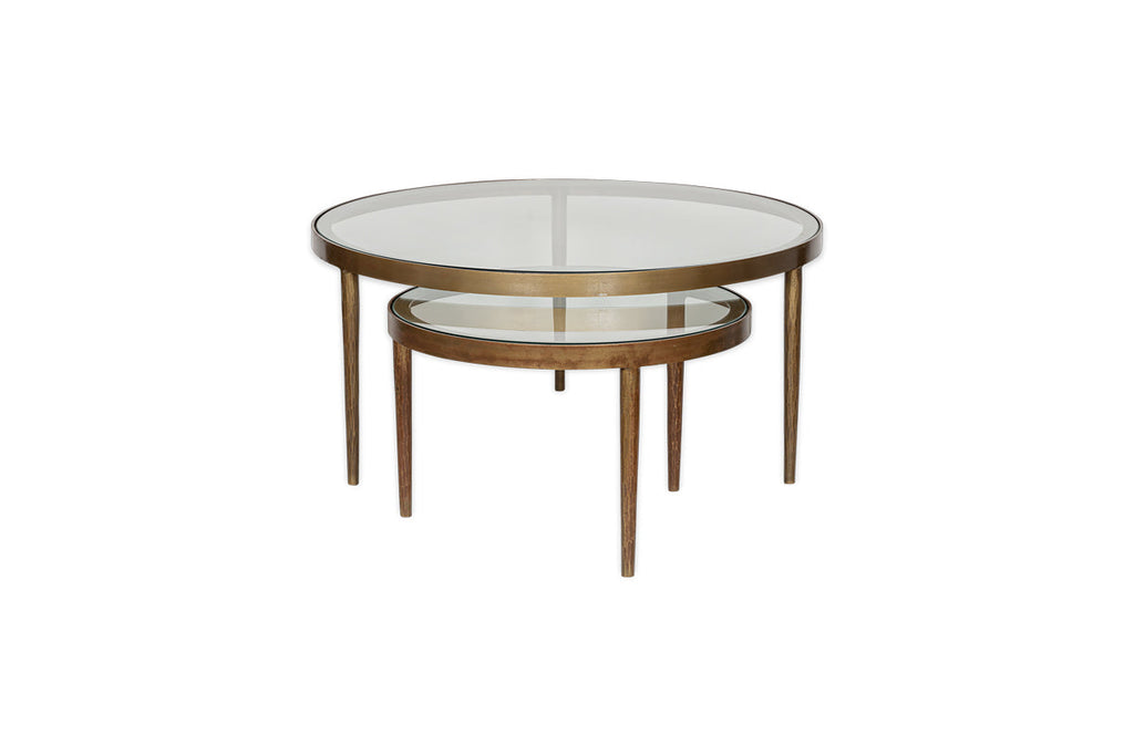 Tables basses gigognes Jiya en fer et verre - Laiton