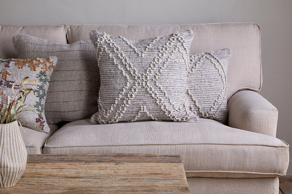 Housse de coussin Juliyet en coton et laine - Naturel