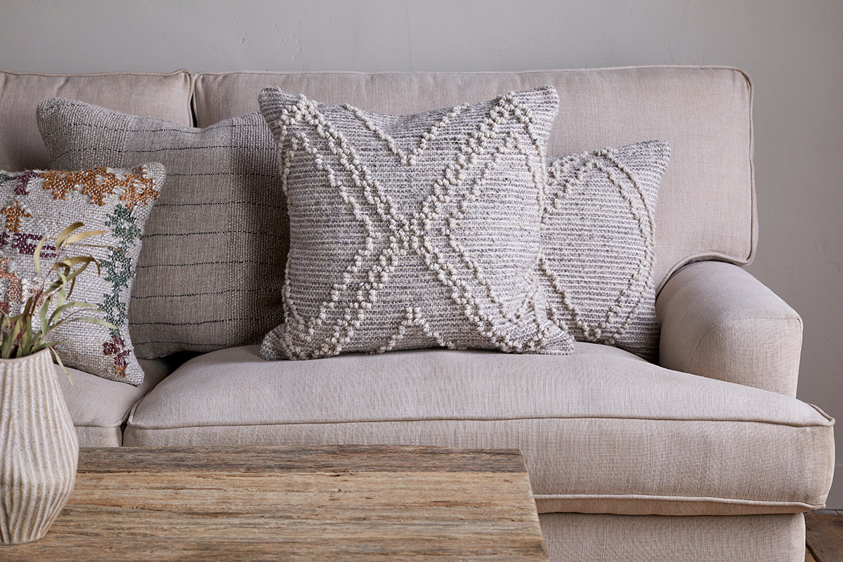 Housse de coussin Juliyet en coton et laine - Naturel