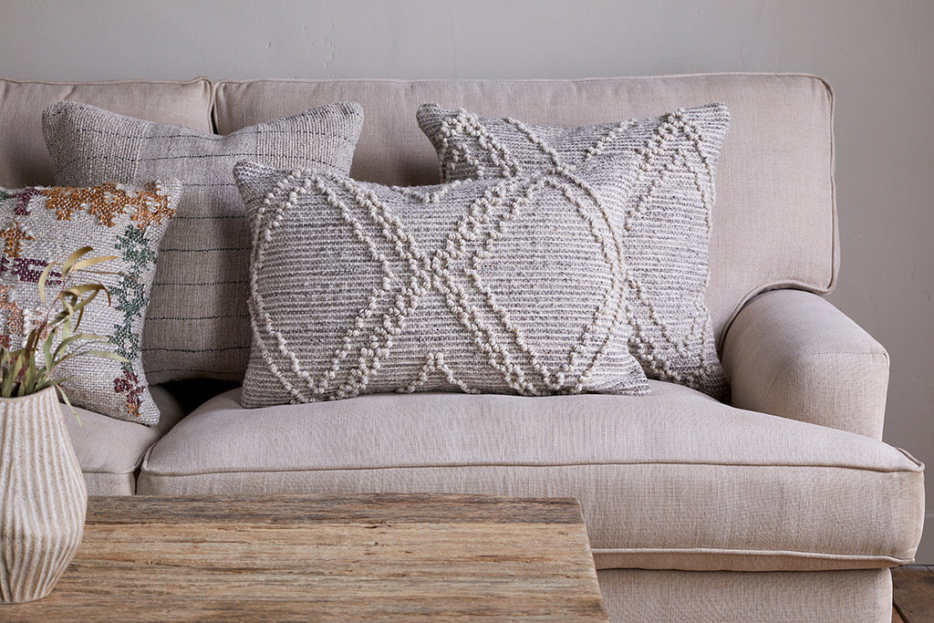 Housse de coussin Juliyet en coton et laine - Naturel