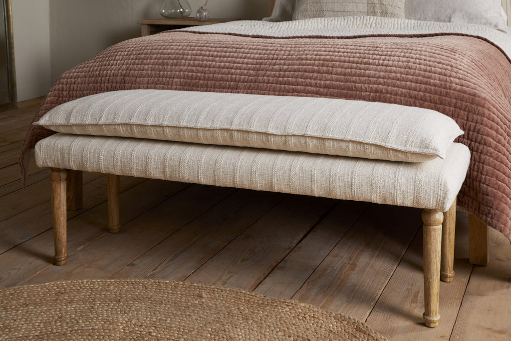 Banc Kiana en coton recouvert de tissu - Naturel