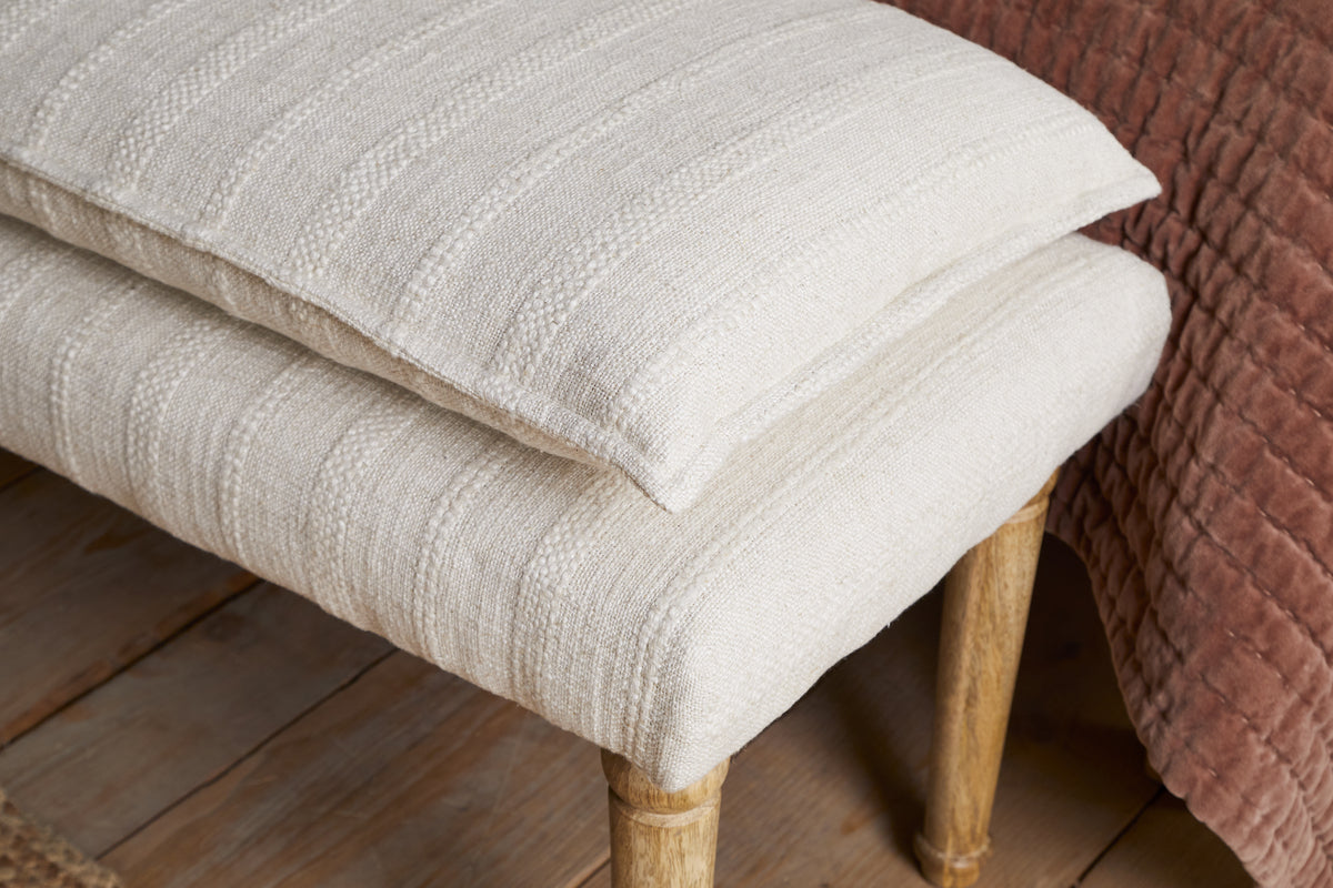 Banc Kiana en coton recouvert de tissu - Naturel