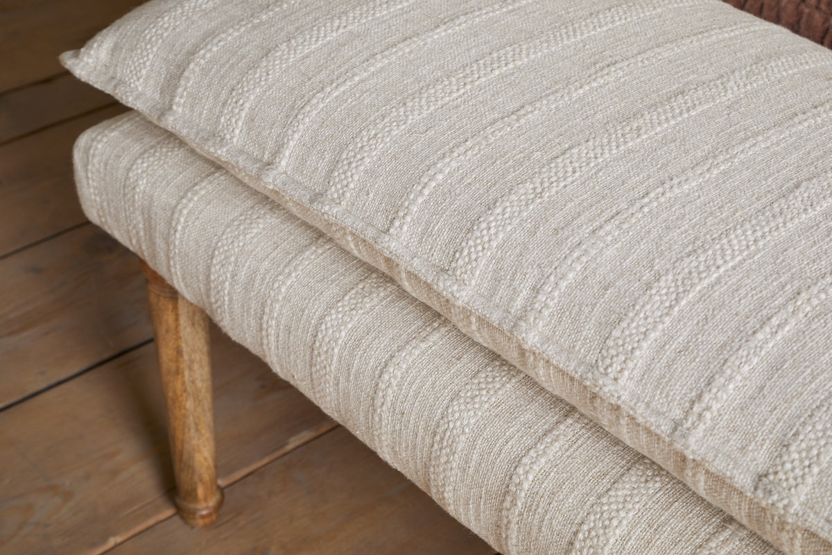 Banc Kiana en coton recouvert de tissu - Naturel