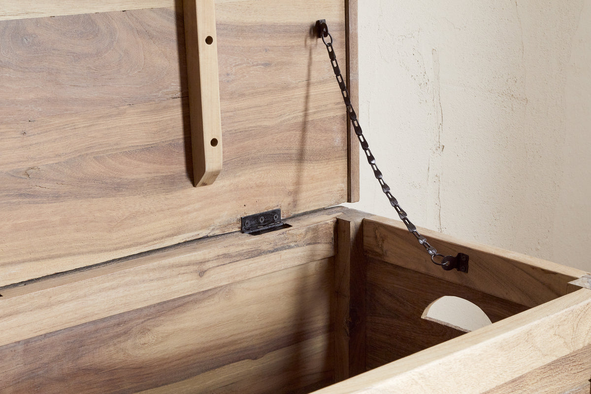 Banc de rangement Karadi en bois recyclé - Naturel