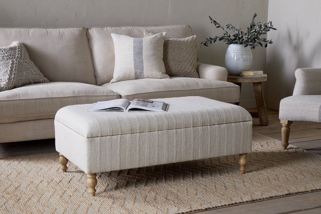 Pouf de rangement capitonné Kiana - Naturel