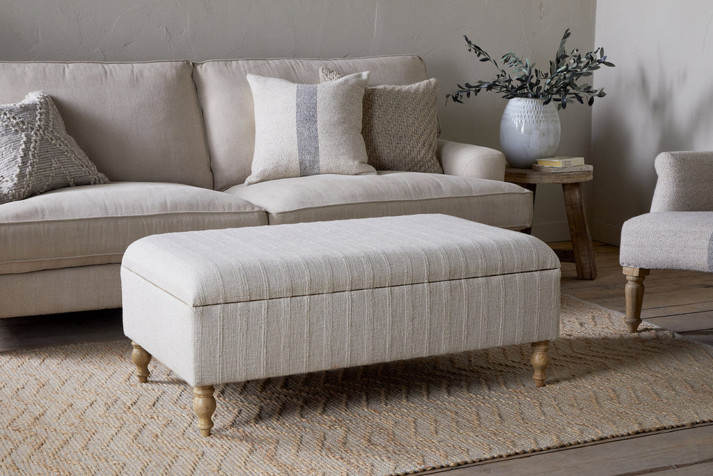 Pouf de rangement capitonné Kiana - Naturel