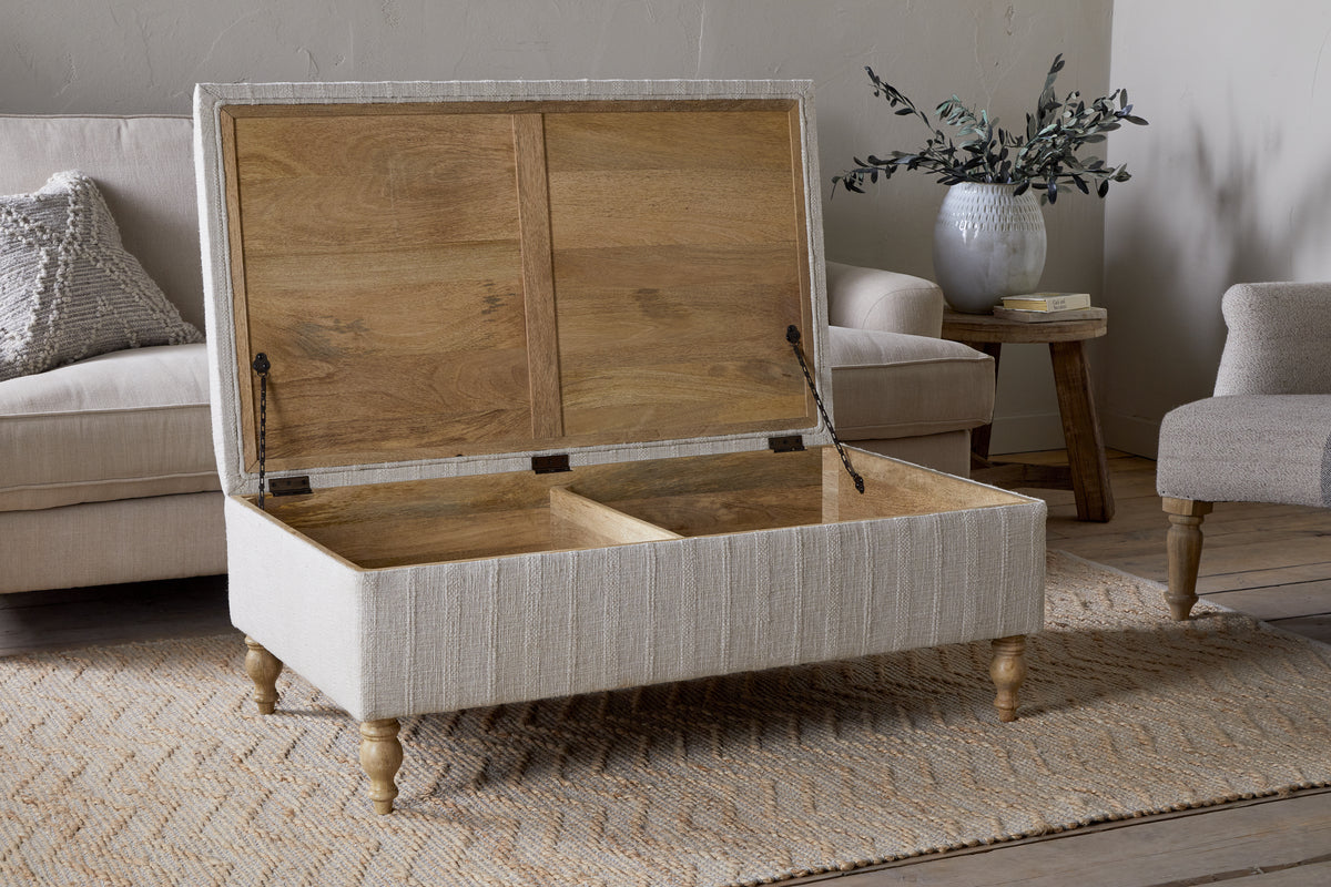 Pouf de rangement capitonné Kiana - Naturel