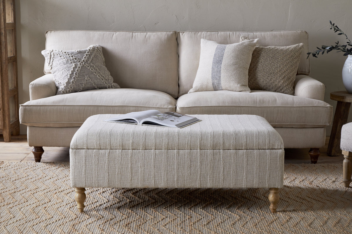 Pouf de rangement capitonné Kiana - Naturel