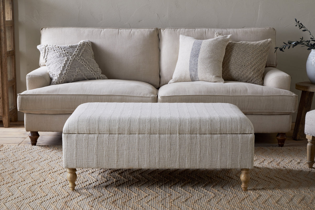 Pouf de rangement capitonné Kiana - Naturel