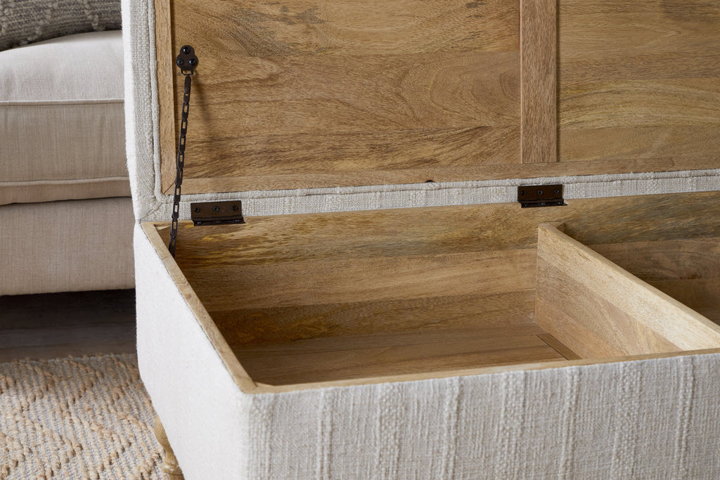 Pouf de rangement capitonné Kiana - Naturel