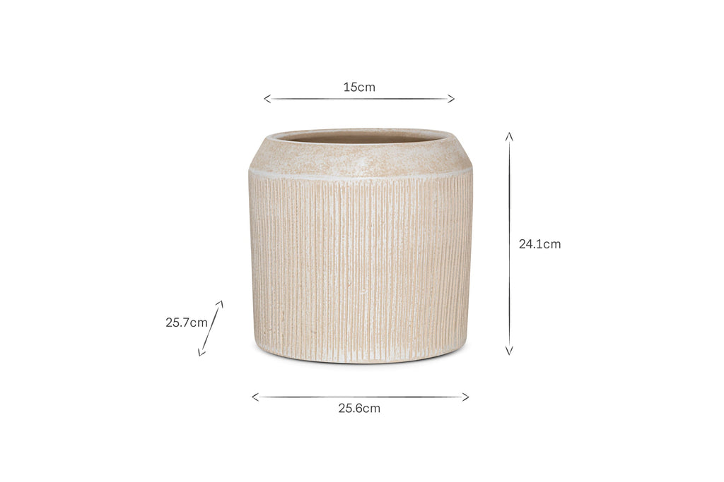 Pot de fleurs en céramique Kubo - Crème