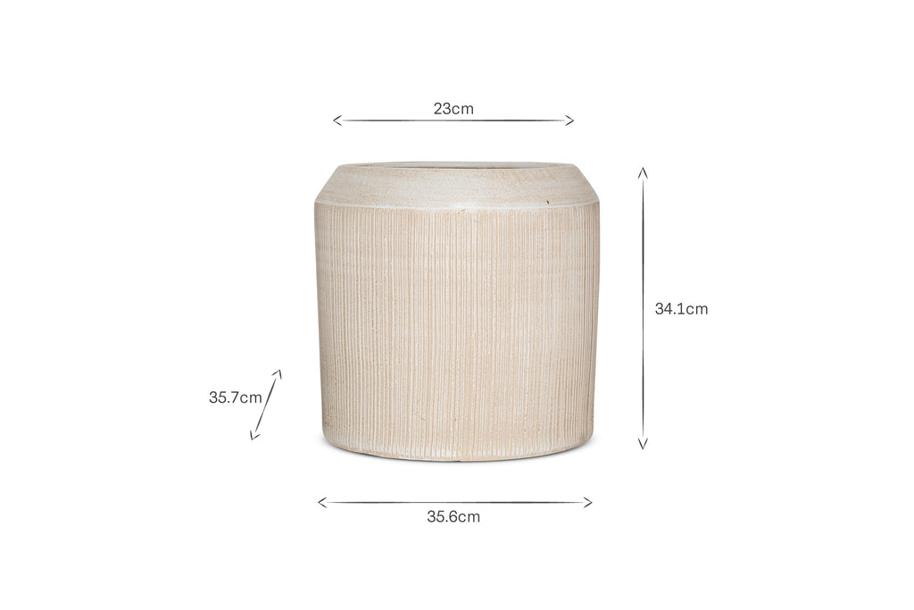 Pot de fleurs en céramique Kubo - Crème