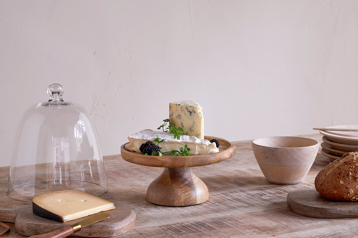 Présentoir à fromage Kannati Mango en bois et verre - Transparent