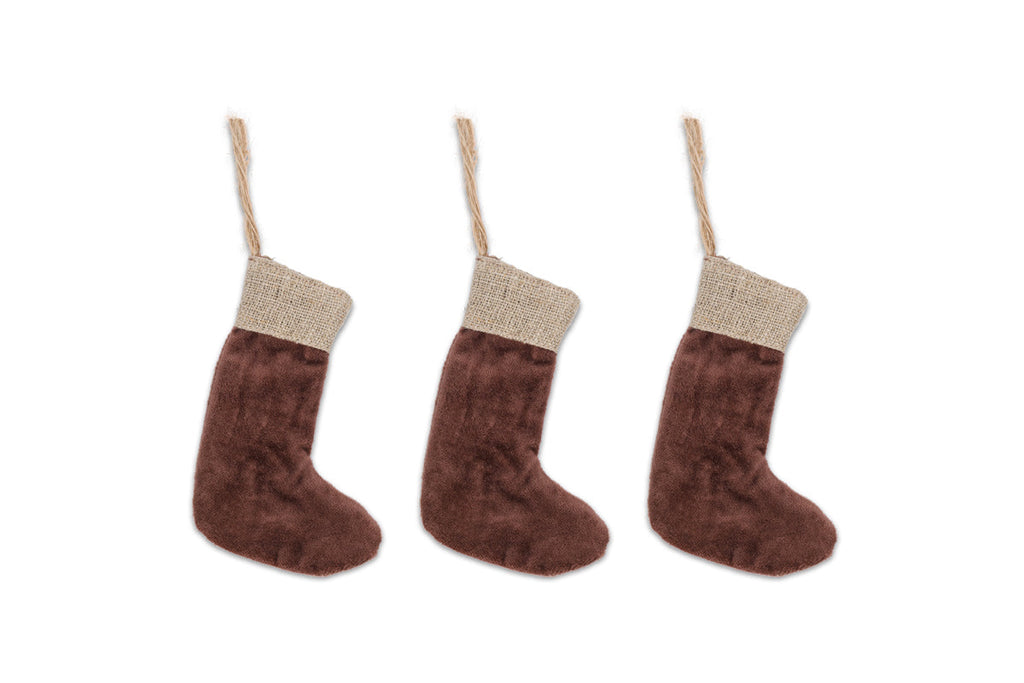 Mini bas en velours de coton Karru - Moka riche - (Ensemble de 3)