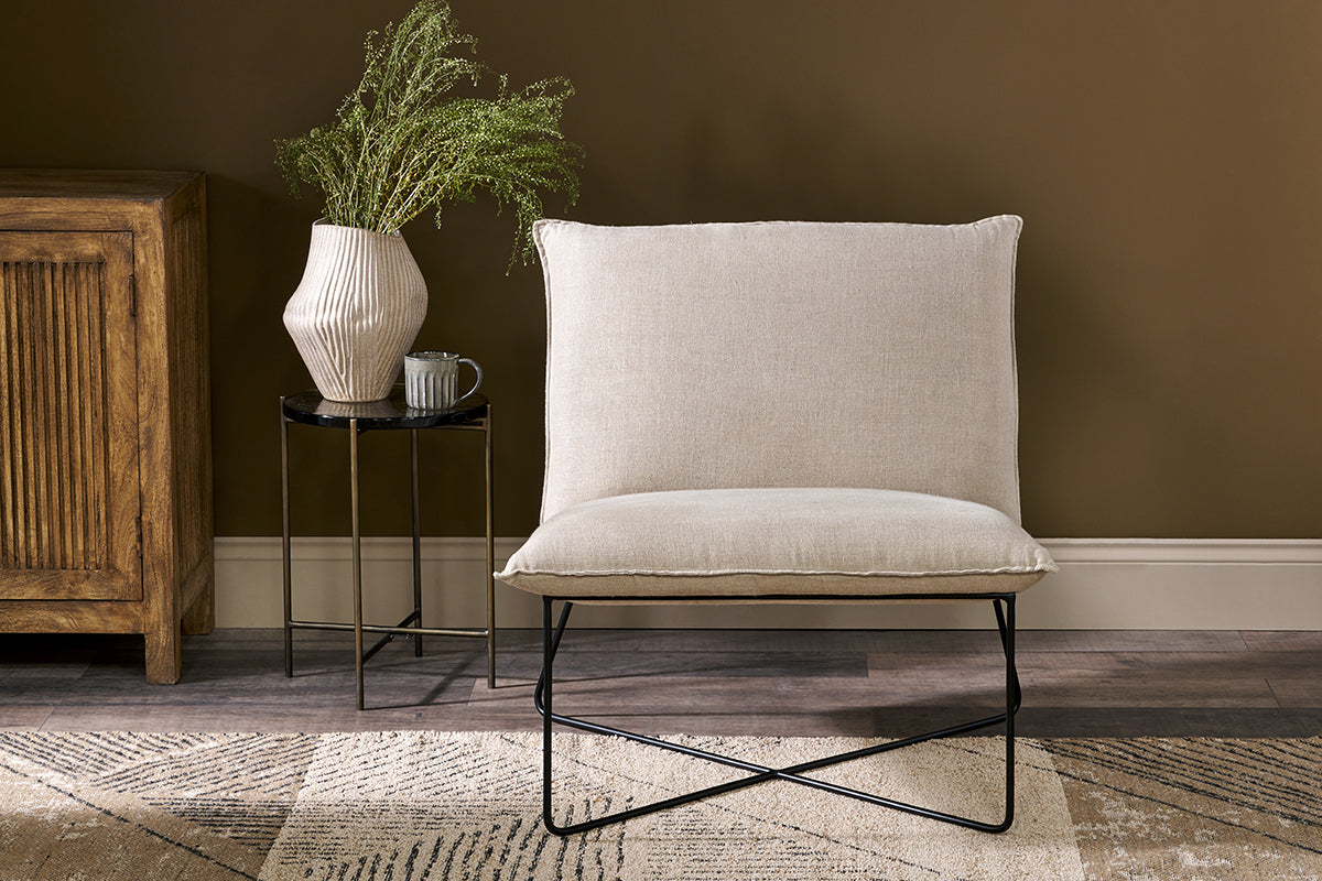 Fauteuil Kashvi surdimensionné en lin - Naturel