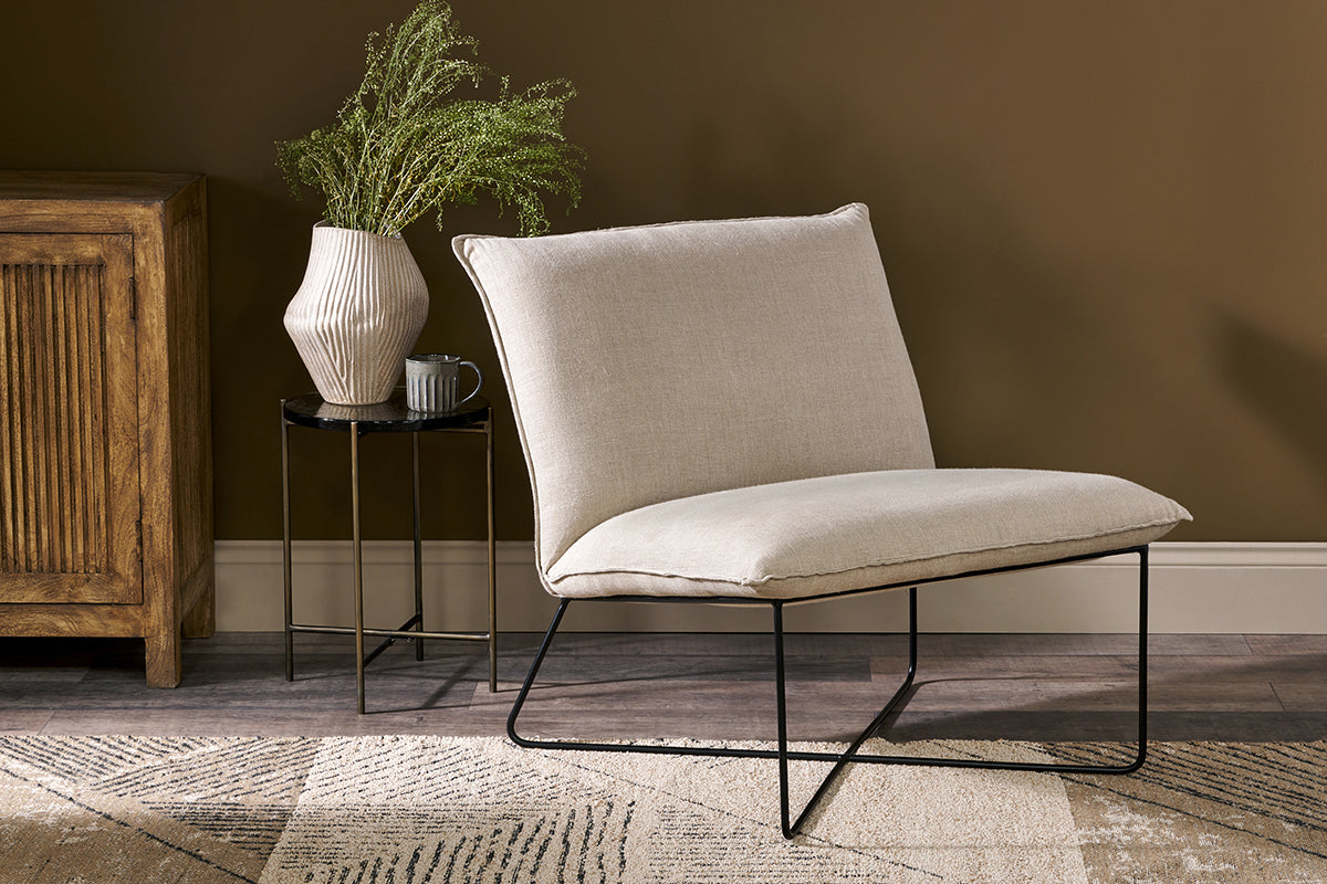 Fauteuil Kashvi surdimensionné en lin - Naturel