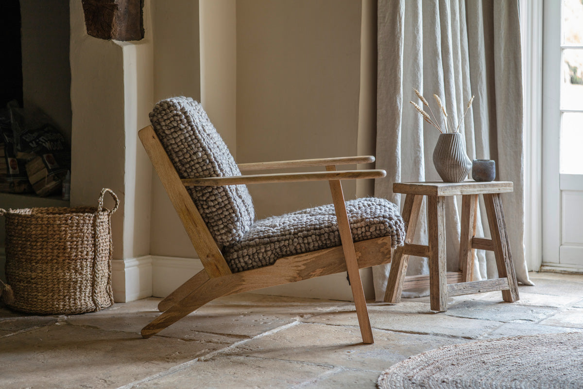 Chaise Keya en bois de manguier tressé et bois de manguier - Naturel