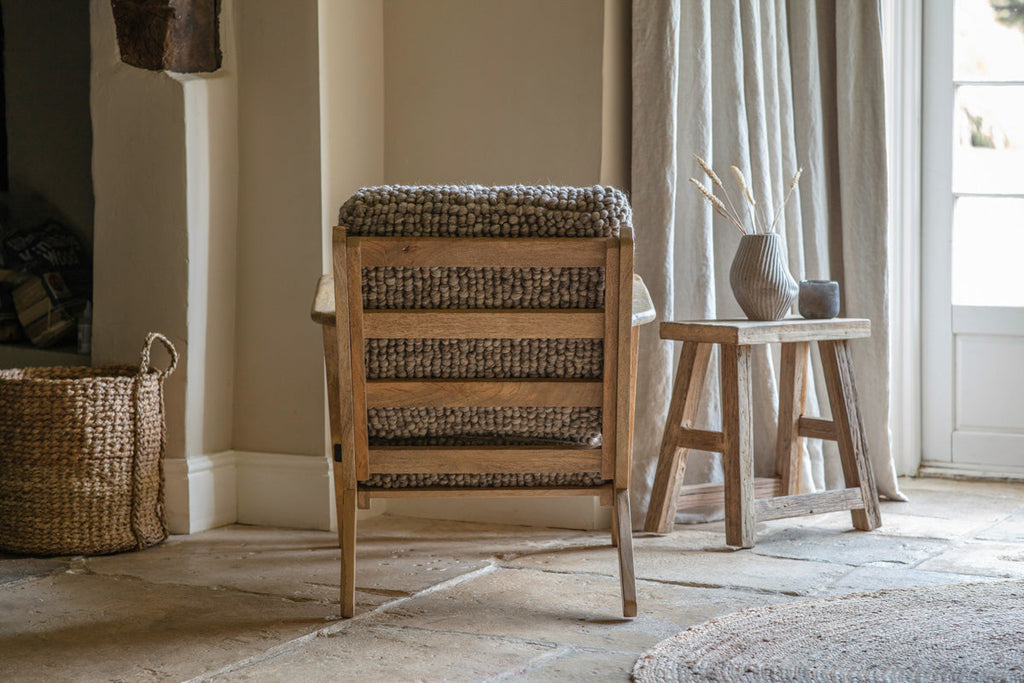 Chaise Keya en bois de manguier tressé et bois de manguier - Naturel