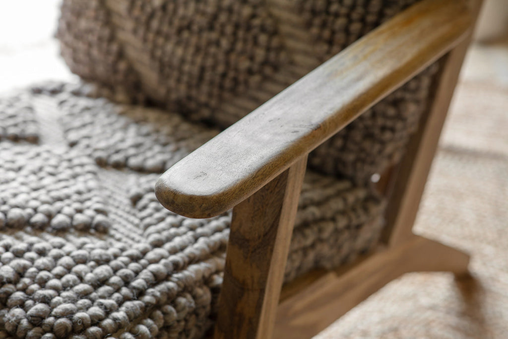 Chaise Keya en bois de manguier tressé et bois de manguier - Naturel