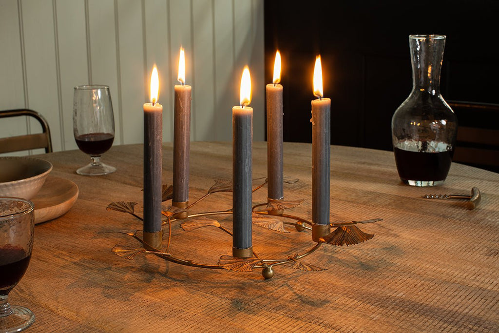 Bougeoir en fer Khamila Leaf