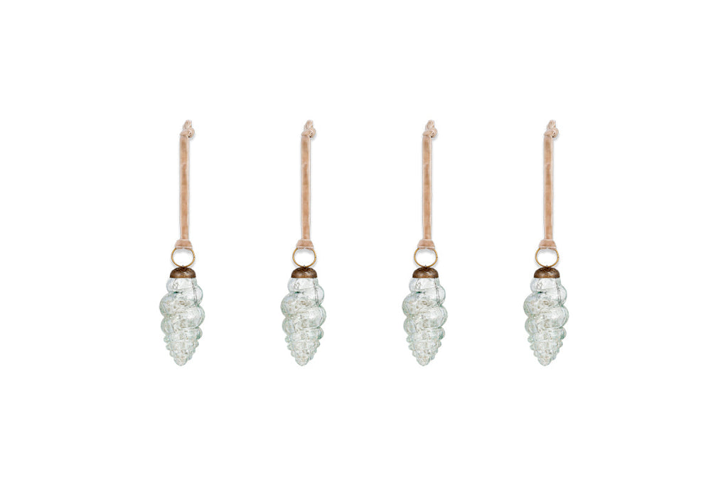 Boules de Noël en coquillage Khol - Transparent Antique - (Lot de 4)