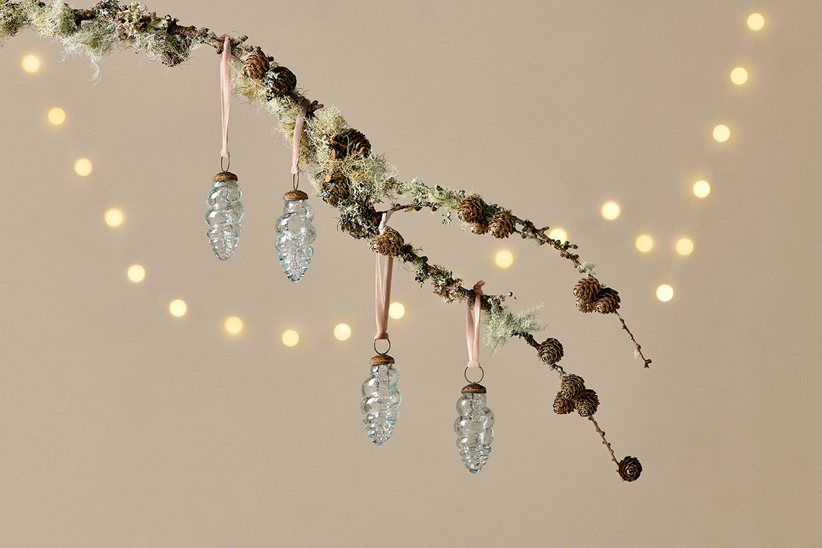 Boules de Noël en coquillage Khol - Transparent Antique - (Lot de 4)