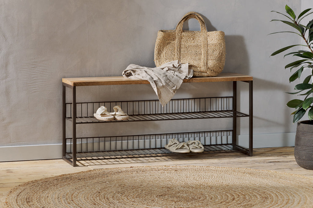 Étagères basses Kiyoma en fer et bois - Naturel