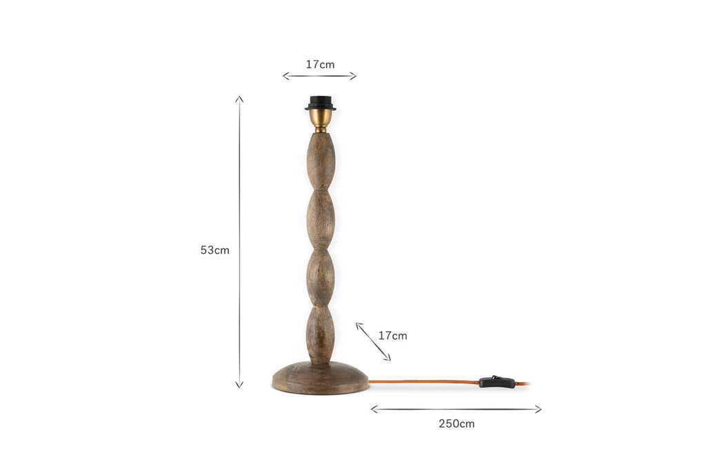 Lampe de table Konali en bois de manguier - Teinte frêne