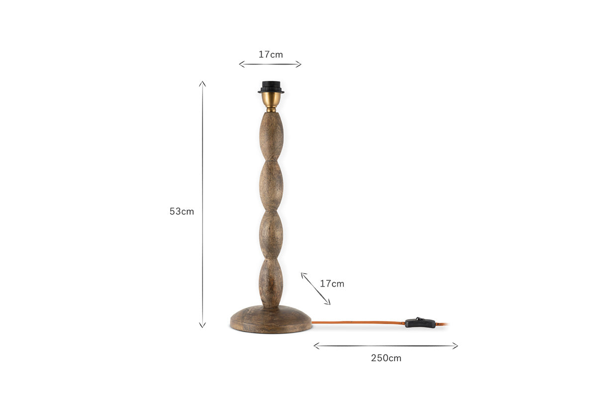 Lampe de table Konali en bois de manguier - Teinte frêne