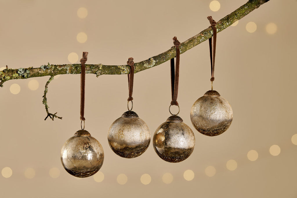 Boules de Noël Konara - Craquelé doré (Lot de 4)