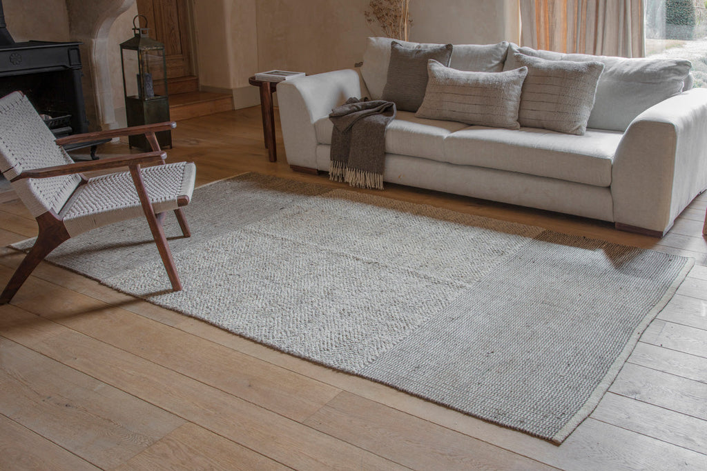 Tapis en jute Kufri - Bleu clair et marron