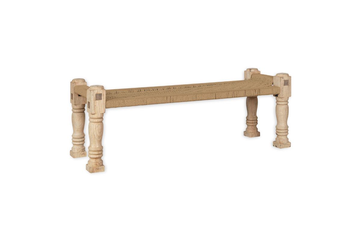 Banc Indien Tissé Kutumba - Naturel