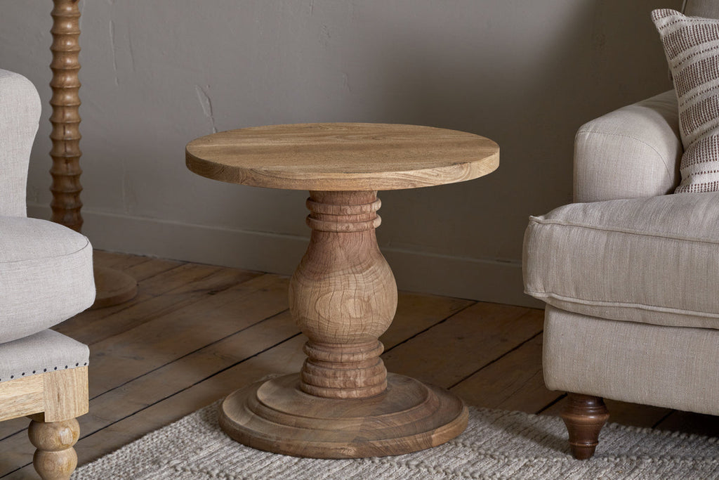 Table d'appoint ronde sculptée Laya - Naturelle