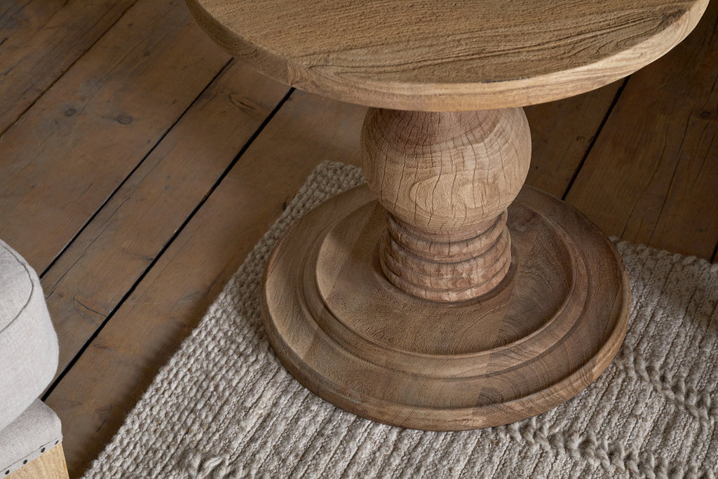 Table d'appoint ronde sculptée Laya - Naturelle