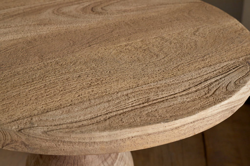 Table d'appoint ronde sculptée Laya - Naturelle
