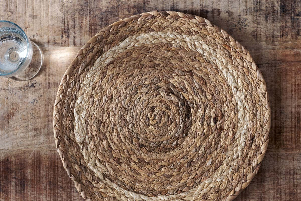 Sets de table ronds Lam - Naturel (Lot de 4)