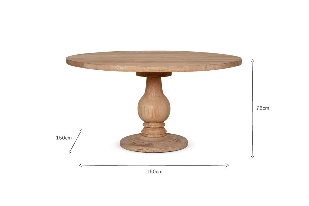Table ronde Laya en bois sculpté - Grande