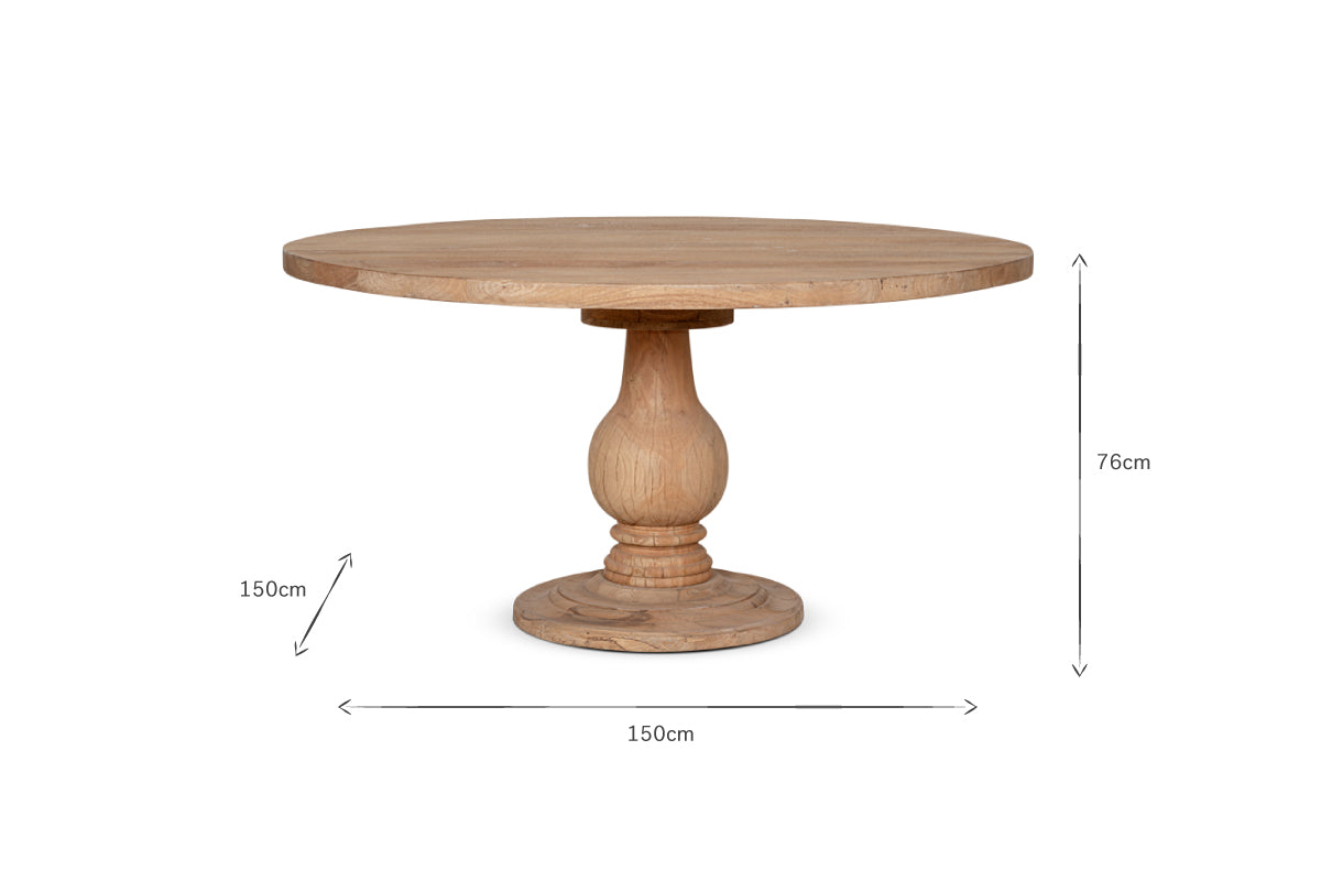 Table ronde Laya en bois sculpté - Grande