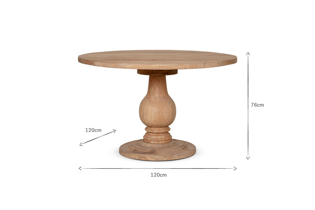 Table ronde Laya en bois sculpté - Petite