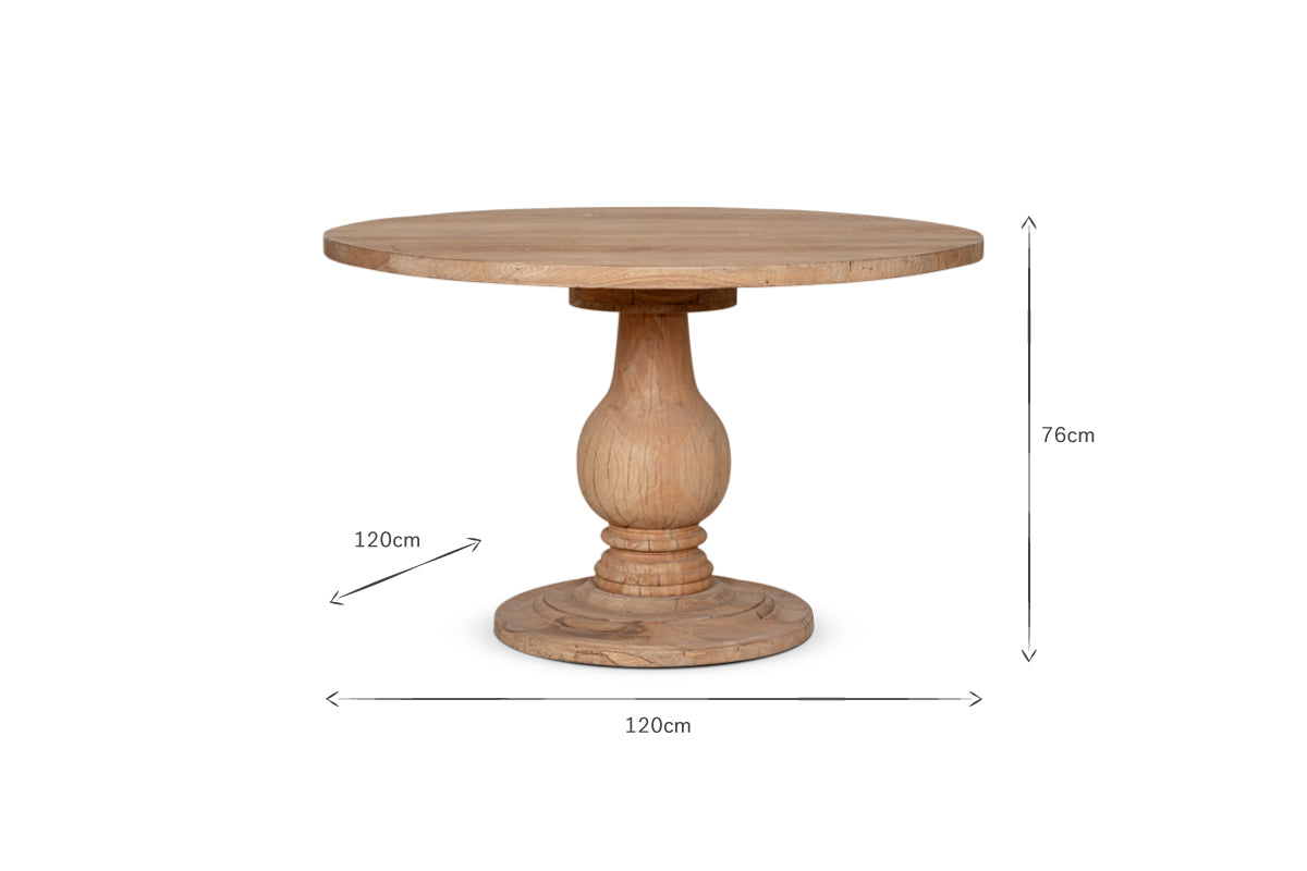 Table ronde Laya en bois sculpté - Petite