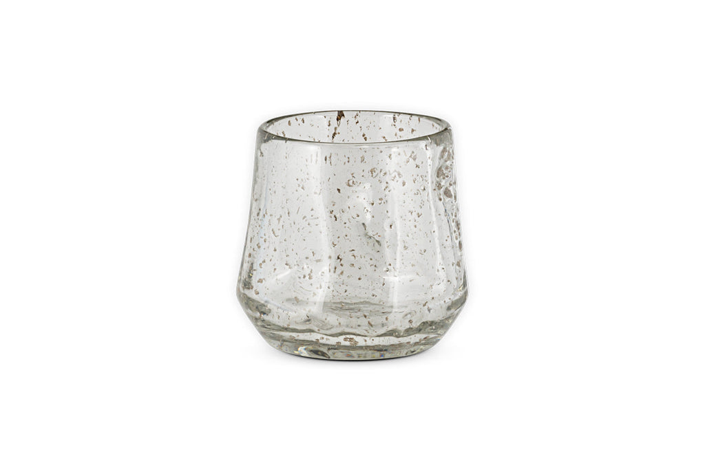 Porte-bougie chauffe-plat en verre recyclé Linora - Transparent