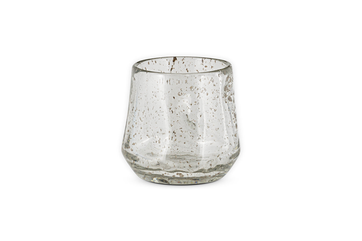 Porte-bougie chauffe-plat en verre recyclé Linora - Transparent