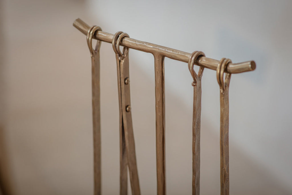 Outils de cheminée en fer Lowada - Laiton antique