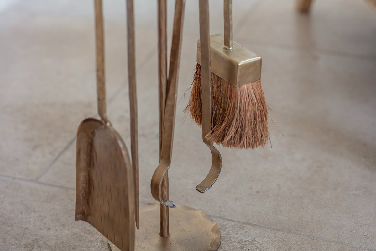 Outils de cheminée en fer Lowada - Laiton antique