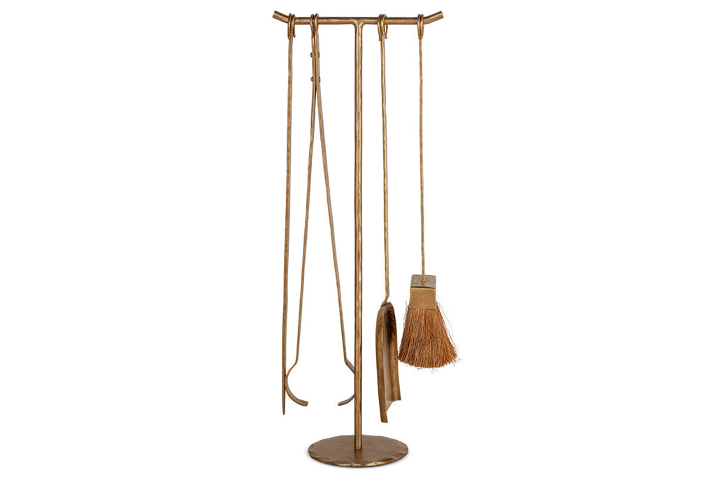Outils de cheminée en fer Lowada - Laiton antique