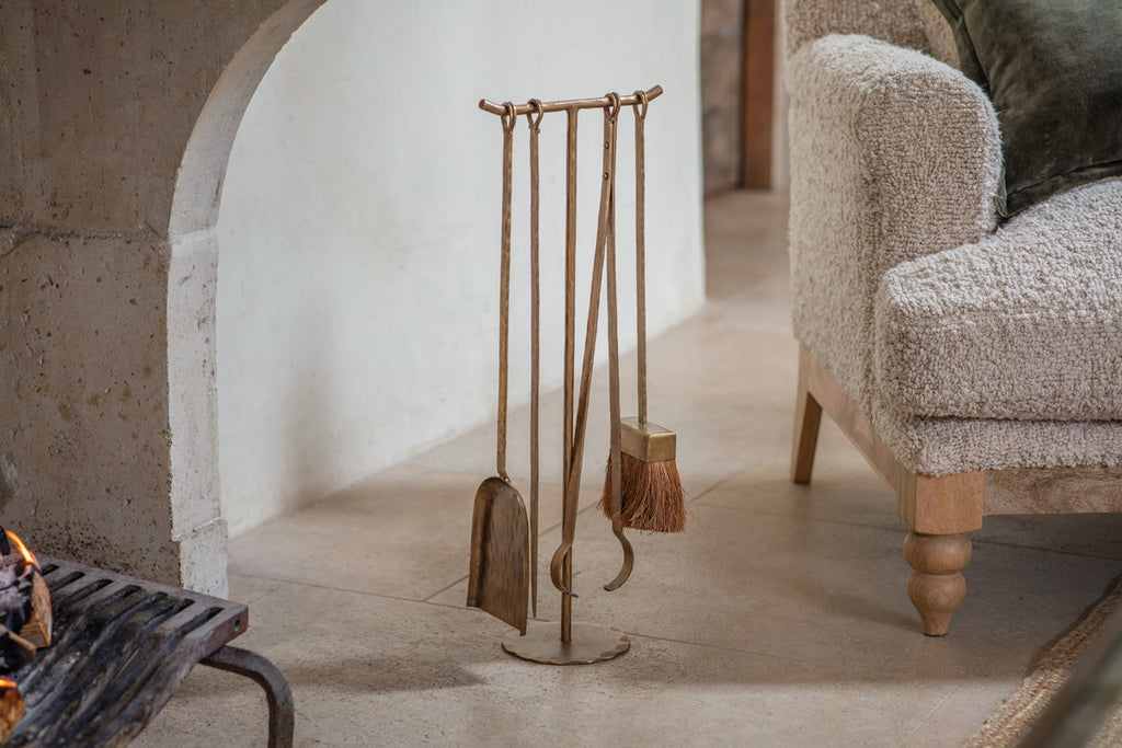 Outils de cheminée en fer Lowada - Laiton antique