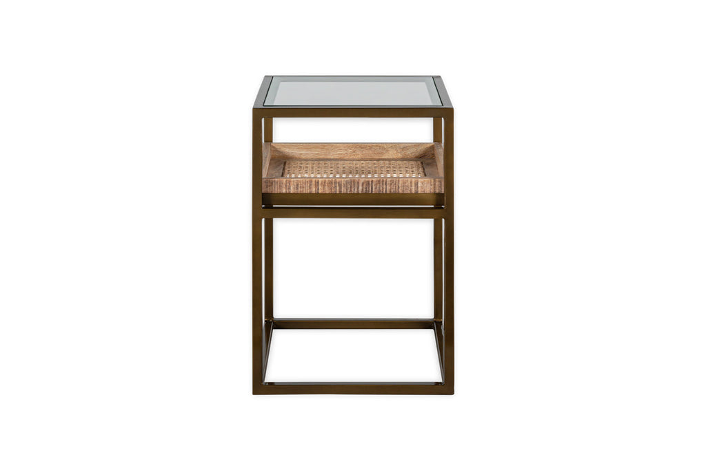 Table d'appoint présentoir en fer et bois de manguier de Luzon - Laiton