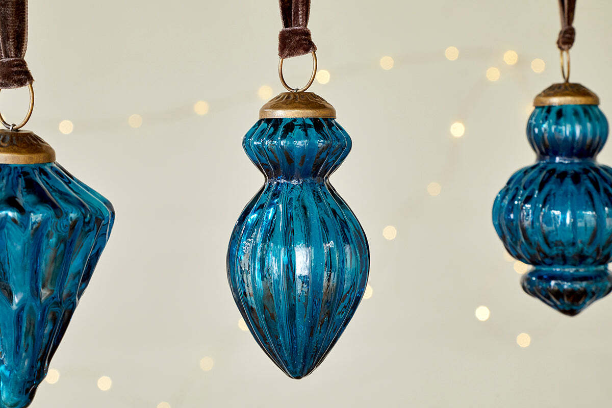 Boules de Noël du Manipur - Indigo (Lot de 3)