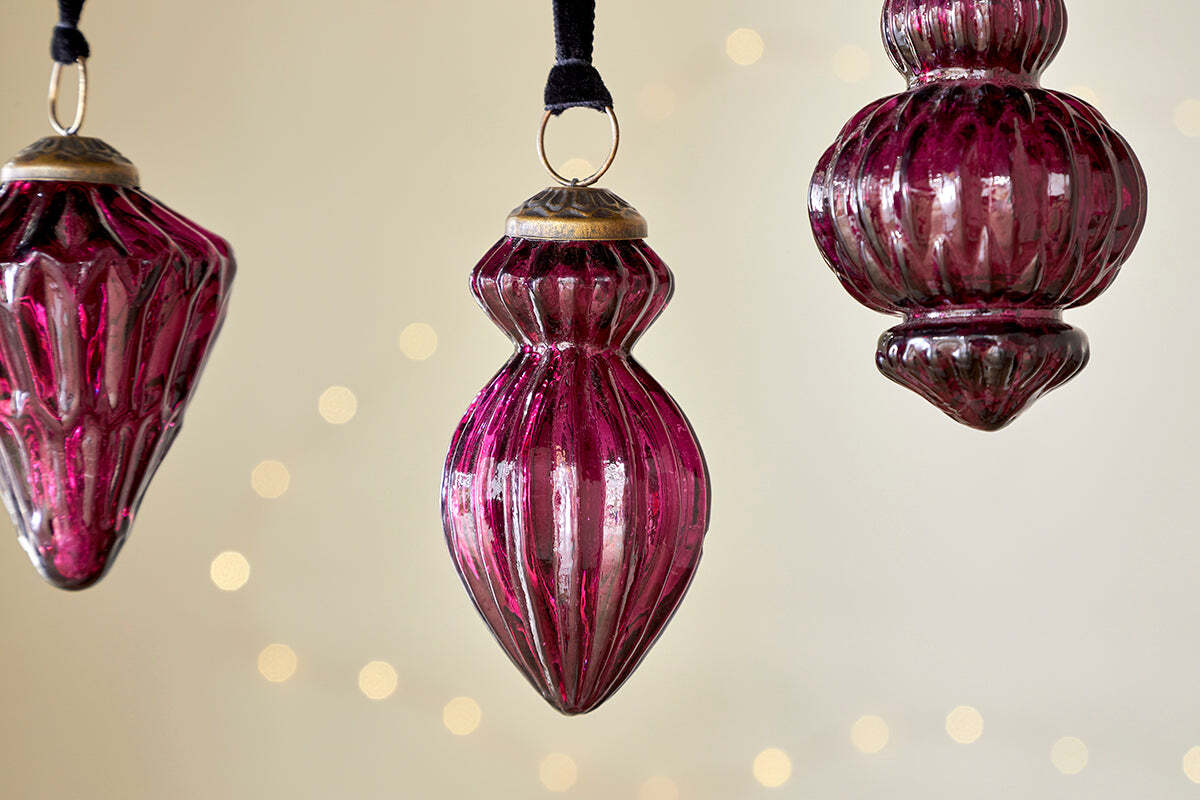 Boules de Noël du Manipur - Rubis (Lot de 3)